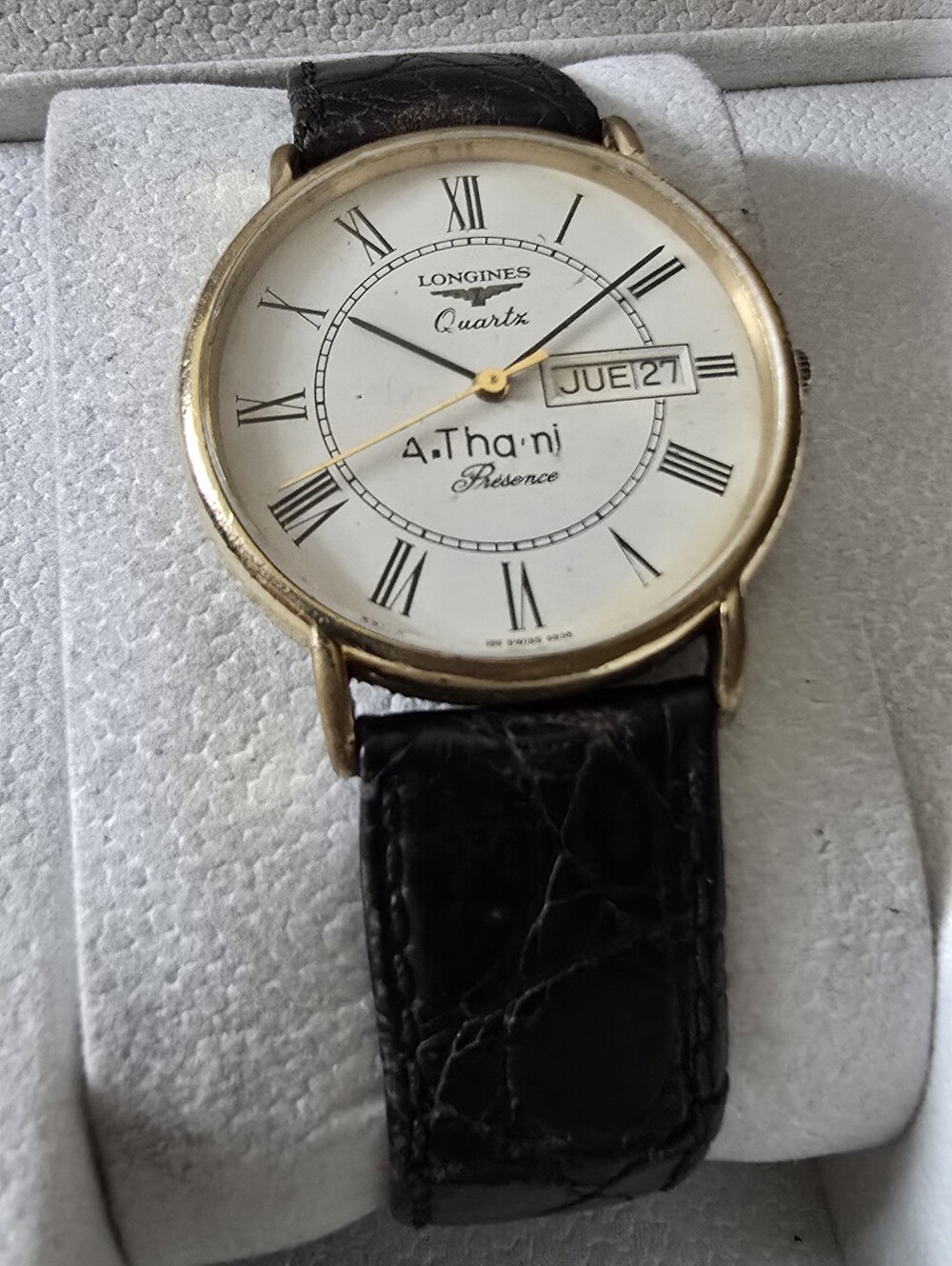 Longines Men’s Watch - White Dial, Gold Case, Black Strap